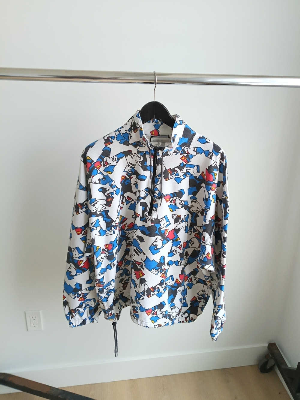 Vintage 90s Disney Mickey Mouse AOP Quarter Zip Sweatshirt Large Rare